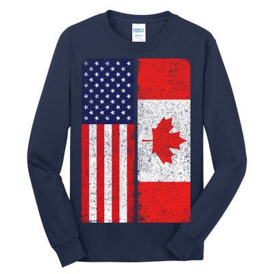 Vintage USA Canadian Flag Tall Long Sleeve T-Shirt