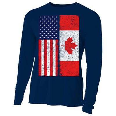 Vintage USA Canadian Flag Cooling Performance Long Sleeve Crew