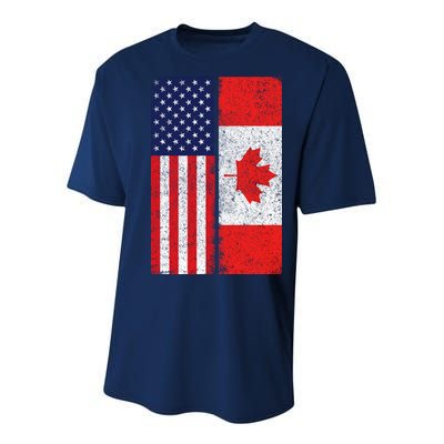 Vintage USA Canadian Flag Youth Performance Sprint T-Shirt