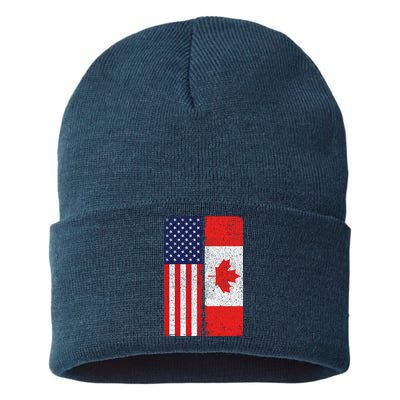 Vintage USA Canadian Flag Sustainable Knit Beanie