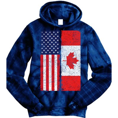 Vintage USA Canadian Flag Tie Dye Hoodie