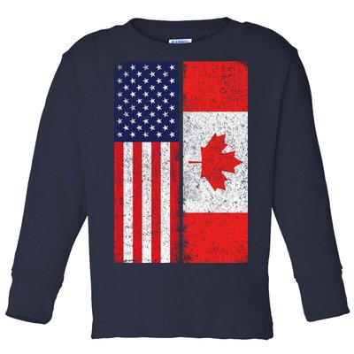 Vintage USA Canadian Flag Toddler Long Sleeve Shirt