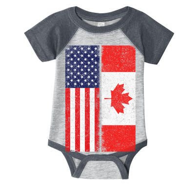 Vintage USA Canadian Flag Infant Baby Jersey Bodysuit