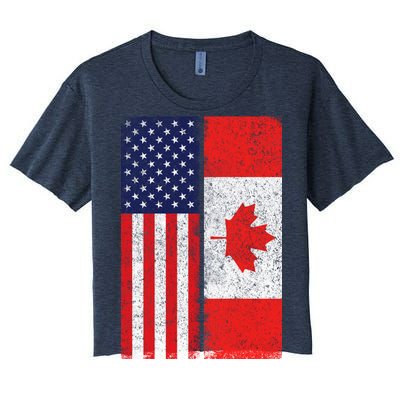 Vintage USA Canadian Flag Women's Crop Top Tee