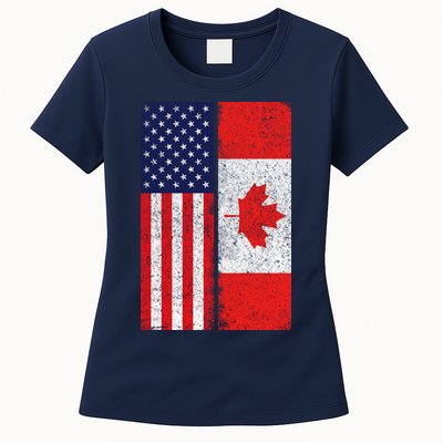 Vintage USA Canadian Flag Womens T-Shirt