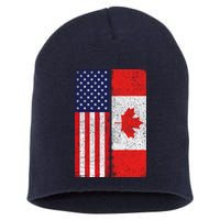 Vintage USA Canadian Flag Short Acrylic Beanie