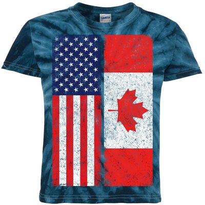 Vintage USA Canadian Flag Kids Tie-Dye T-Shirt