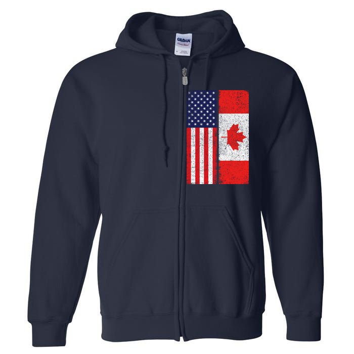 Vintage USA Canadian Flag Full Zip Hoodie