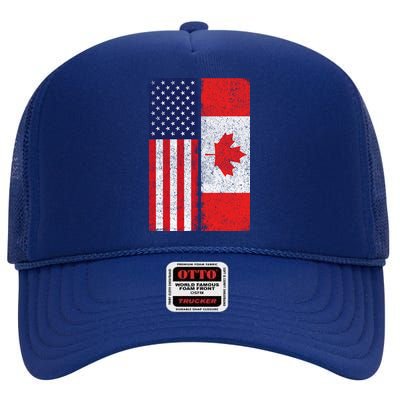 Vintage USA Canadian Flag High Crown Mesh Back Trucker Hat