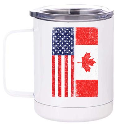 Vintage USA Canadian Flag 12 oz Stainless Steel Tumbler Cup