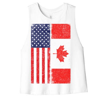 Vintage USA Canadian Flag Women's Racerback Cropped Tank