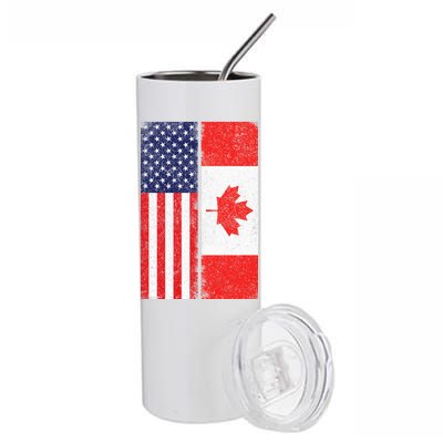 Vintage USA Canadian Flag Stainless Steel Tumbler