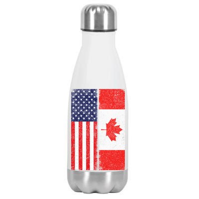 Vintage USA Canadian Flag Stainless Steel Insulated Water Bottle