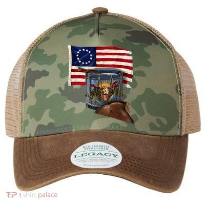 Vintage USA Flag Patriotic Drum Legacy Tie Dye Trucker Hat