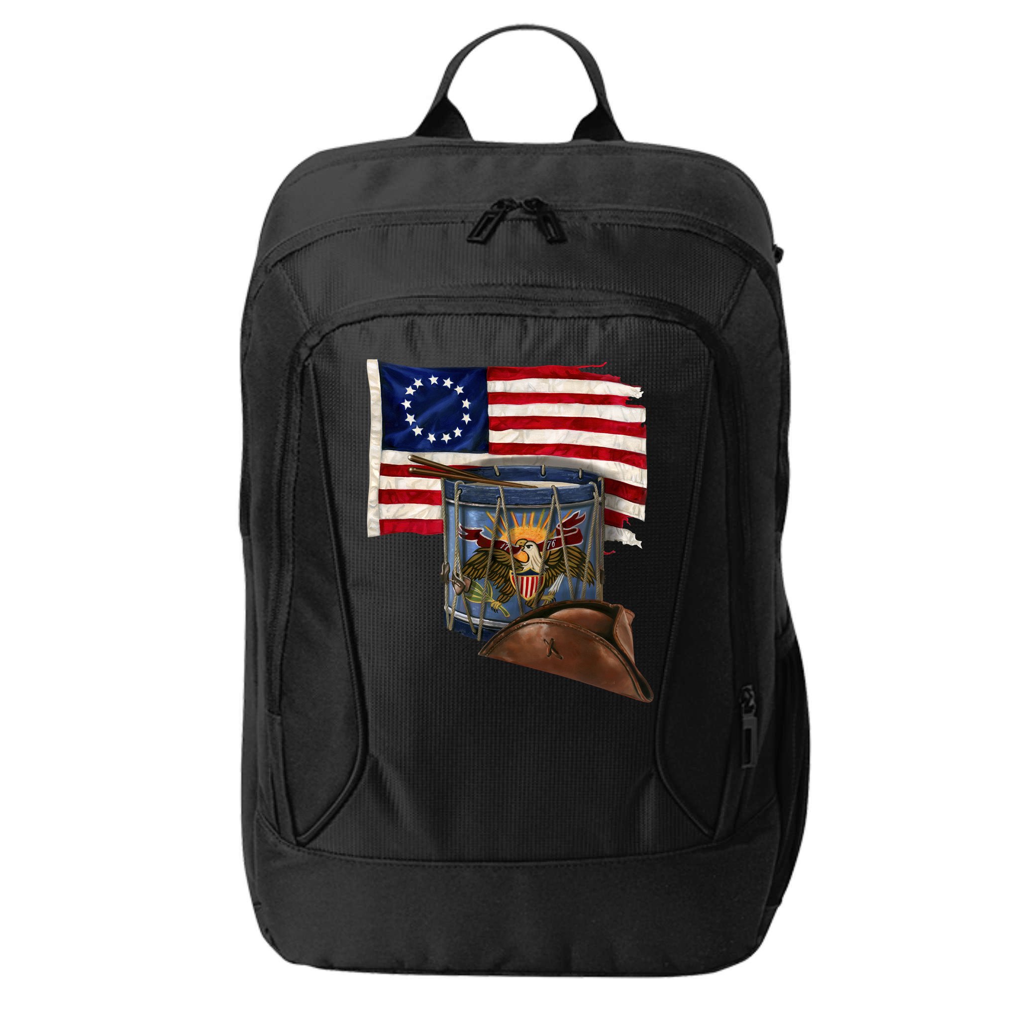 Vintage USA Flag Patriotic Drum City Backpack