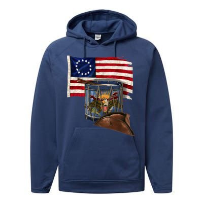 Vintage USA Flag Patriotic Drum Performance Fleece Hoodie