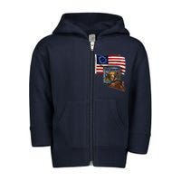 Vintage USA Flag Patriotic Drum Toddler Zip Fleece Hoodie