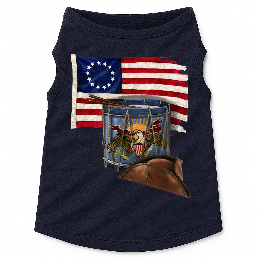 Vintage USA Flag Patriotic Drum Doggie Tank