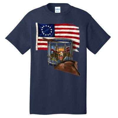 Vintage USA Flag Patriotic Drum Tall T-Shirt