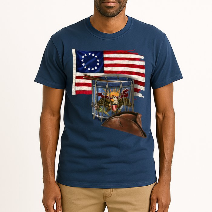 Vintage USA Flag Patriotic Drum Tall T-Shirt