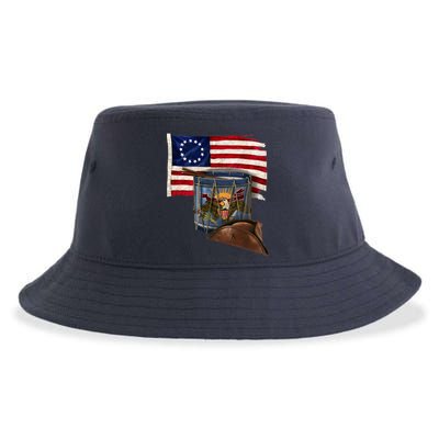 Vintage USA Flag Patriotic Drum Sustainable Bucket Hat