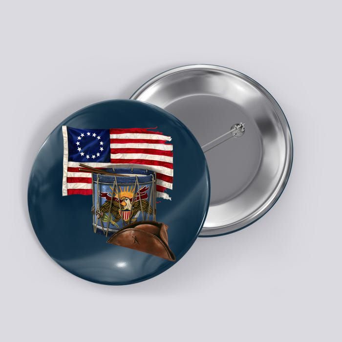 Vintage USA Flag Patriotic Drum Button