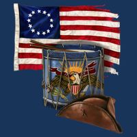 Vintage USA Flag Patriotic Drum Button
