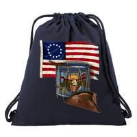 Vintage USA Flag Patriotic Drum Drawstring Bag