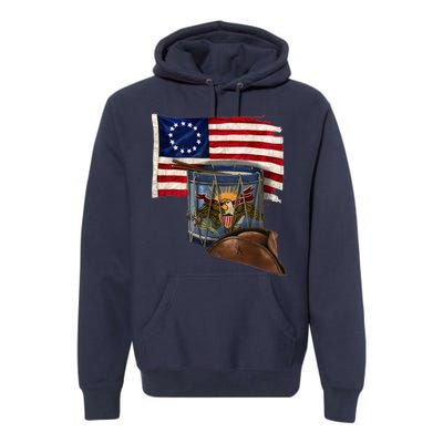 Vintage USA Flag Patriotic Drum Premium Hoodie