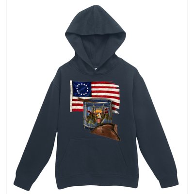 Vintage USA Flag Patriotic Drum Urban Pullover Hoodie