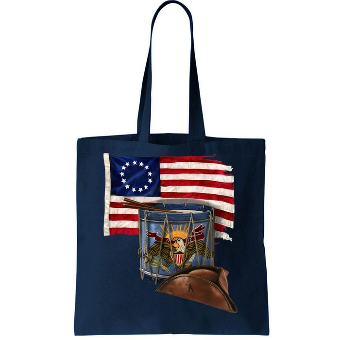 Vintage USA Flag Patriotic Drum Tote Bag