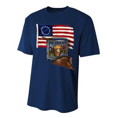 Vintage USA Flag Patriotic Drum Performance Sprint T-Shirt