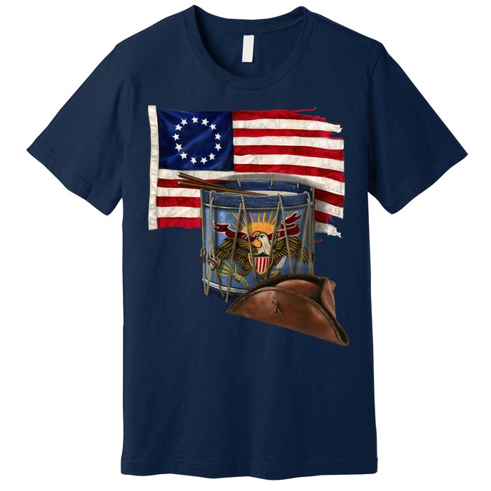 Vintage USA Flag Patriotic Drum Premium T-Shirt