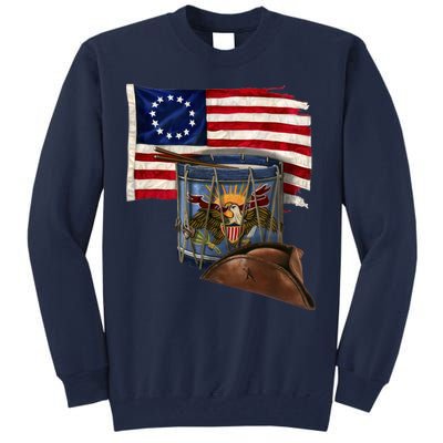 Vintage USA Flag Patriotic Drum Tall Sweatshirt