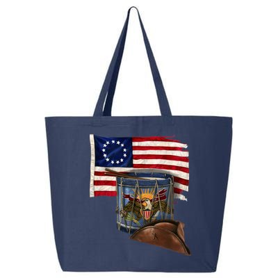 Vintage USA Flag Patriotic Drum 25L Jumbo Tote