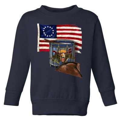 Vintage USA Flag Patriotic Drum Toddler Sweatshirt