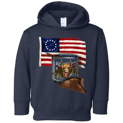 Vintage USA Flag Patriotic Drum Toddler Hoodie