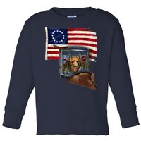 Vintage USA Flag Patriotic Drum Toddler Long Sleeve Shirt