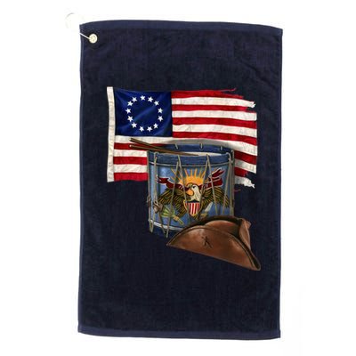 Vintage USA Flag Patriotic Drum Platinum Collection Golf Towel