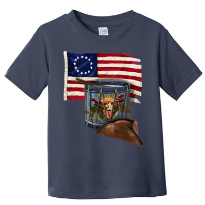 Vintage USA Flag Patriotic Drum Toddler T-Shirt