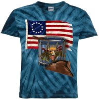 Vintage USA Flag Patriotic Drum Kids Tie-Dye T-Shirt