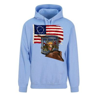 Vintage USA Flag Patriotic Drum Unisex Surf Hoodie