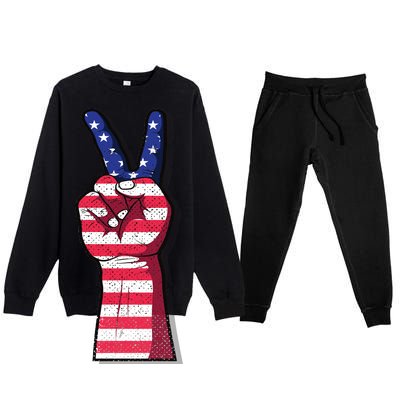 Vintage USA Peace Sign Premium Crewneck Sweatsuit Set