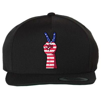 Vintage USA Peace Sign Wool Snapback Cap