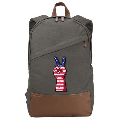 Vintage USA Peace Sign Cotton Canvas Backpack