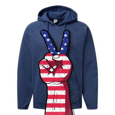 Vintage USA Peace Sign Performance Fleece Hoodie