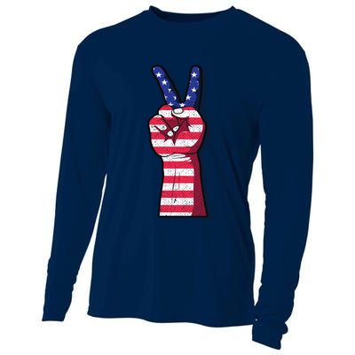 Vintage USA Peace Sign Cooling Performance Long Sleeve Crew