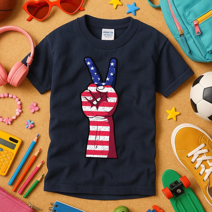 Vintage USA Peace Sign Kids T-Shirt
