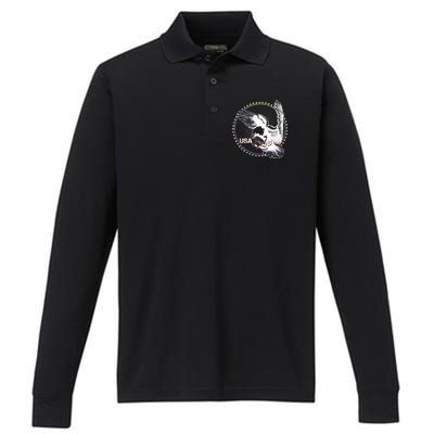 Vintage USA Star Eagle Performance Long Sleeve Polo