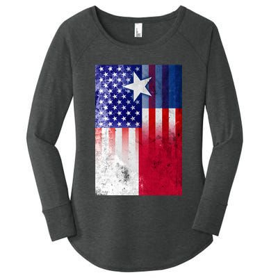 Vintage USA Texas American Flag Women's Perfect Tri Tunic Long Sleeve Shirt
